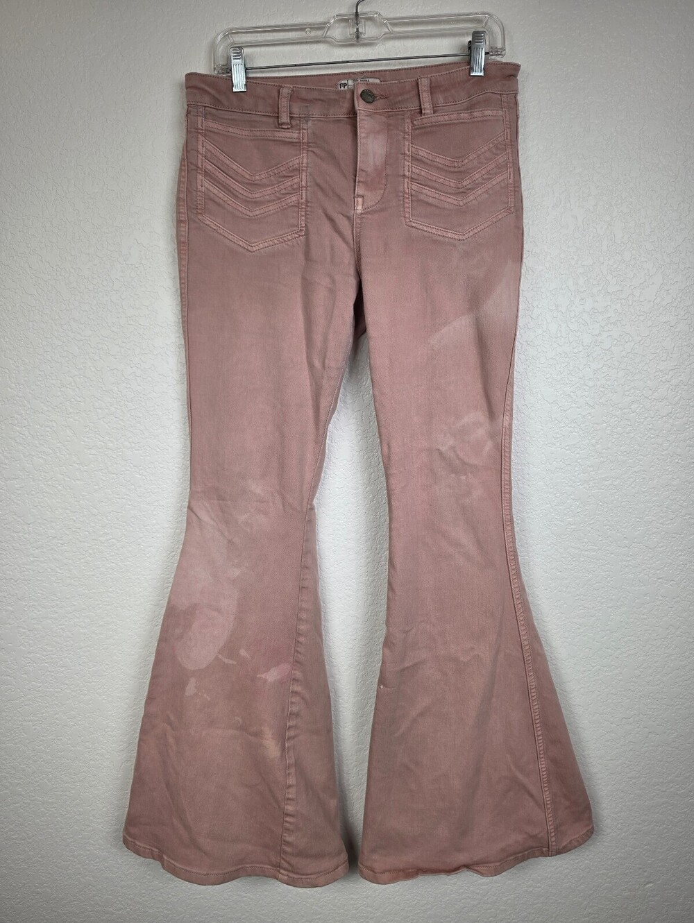 Free People Size 30 Bleach Stained Stella Flare Pants